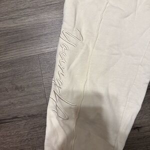 Cream Embroidered Pants